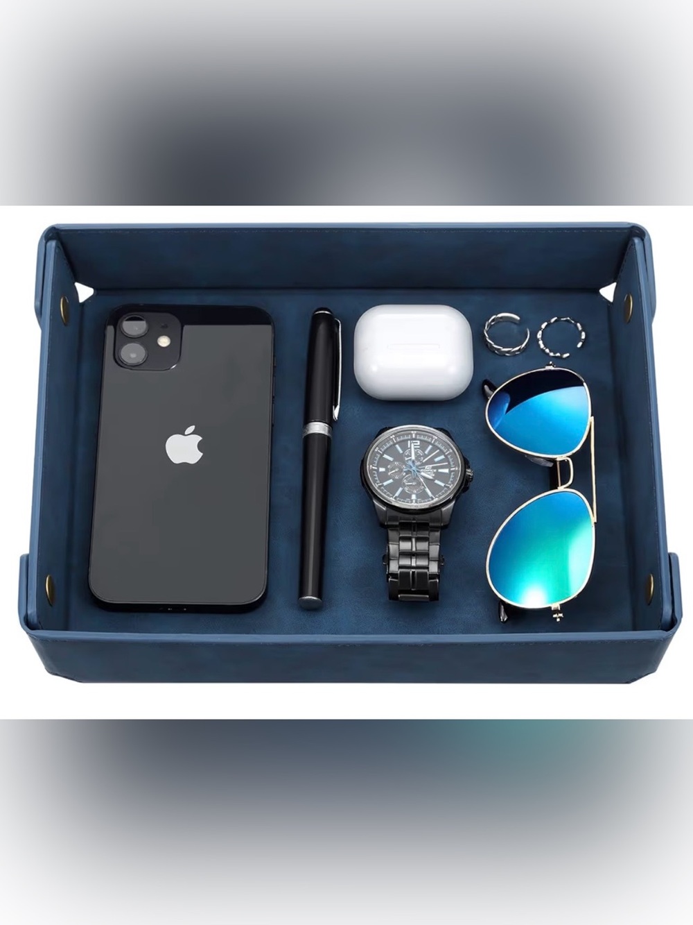 Faux Leather Valet Tray Organizer for Men